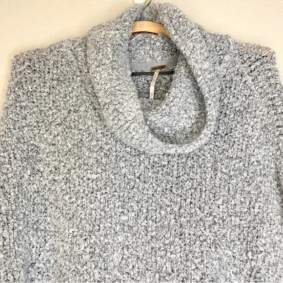 Free People BFF Knit Sweater Cowl Neck Boxy Oversized Pullover Grey Size XS - Picture 9 of 13